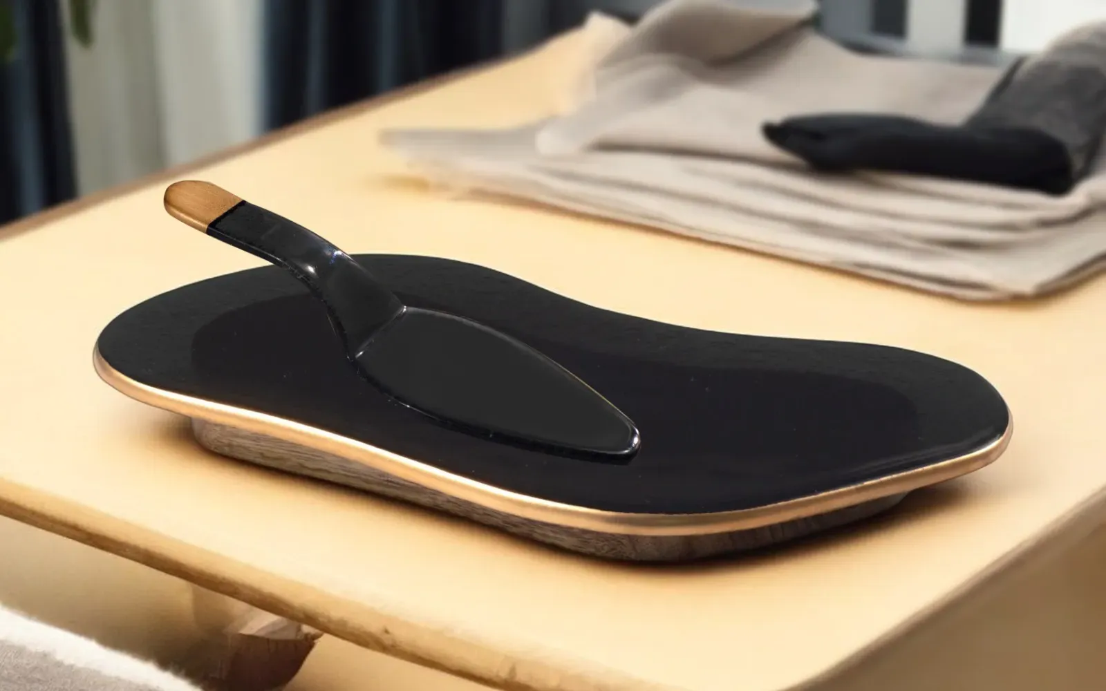 Pebbles Platter - Black Gold Medium0